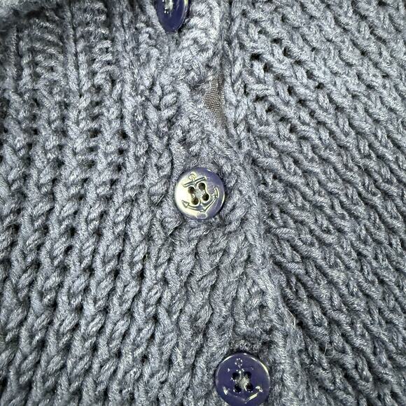 VTG Ralph Lauren Rare Hand Knit Sweater Navy Blue Woven Anchor Size S Nautical - Picture 3 of 8